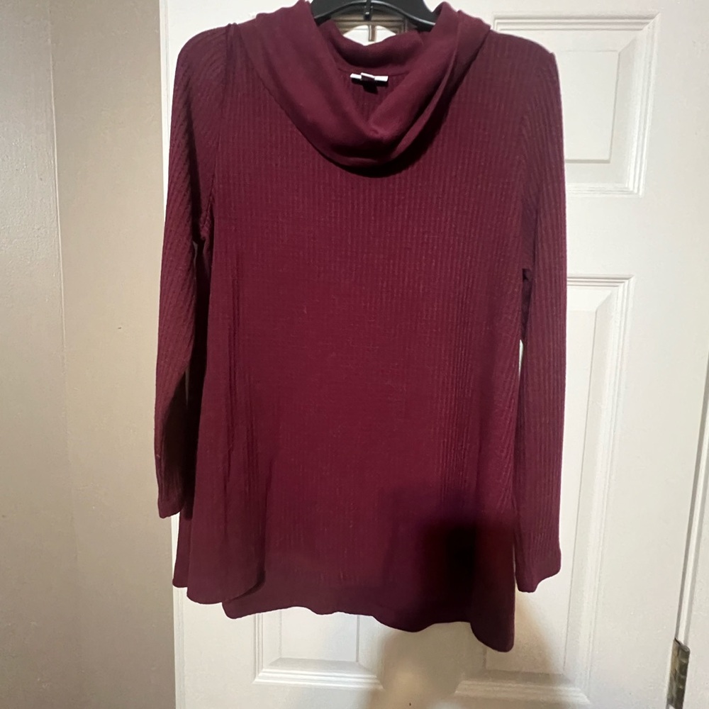 J. Jill Burgundy Cowl Neck Sweater